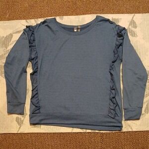 Elegant Blue Ruffle Women's Blouse